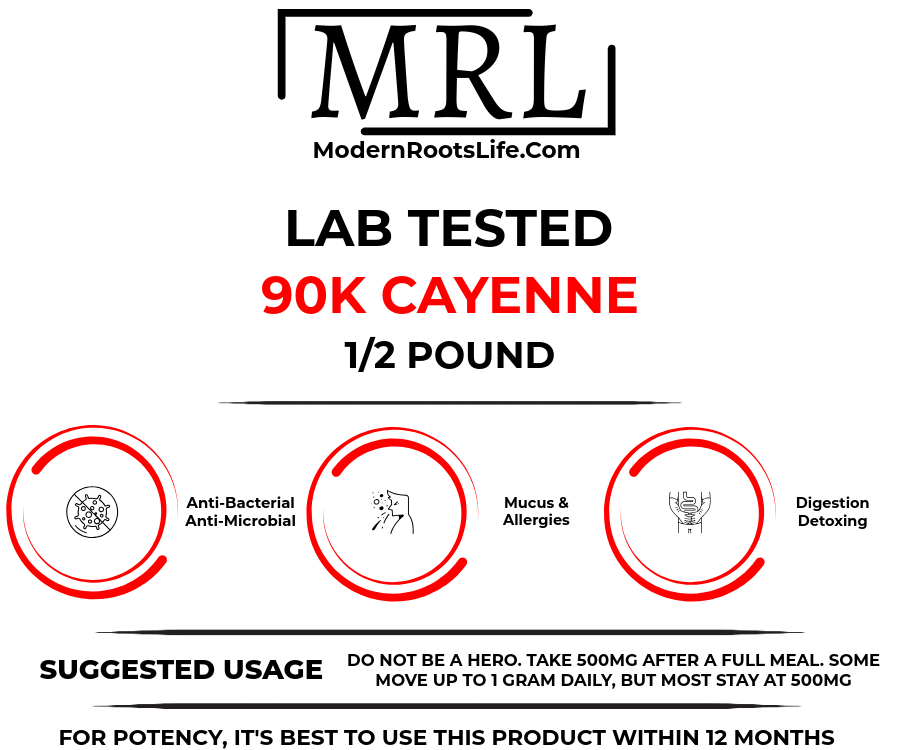 
                  
                    90k Cayenne Capsules or Powder - Lab Tested and Pure
                  
                