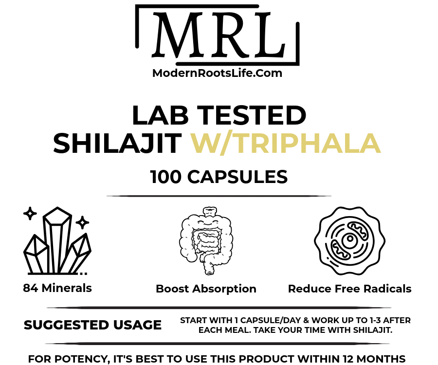 Shilajit w/Triphala in Powder OR Capsules - Humic/Fulvic Acid and Trace Minerals