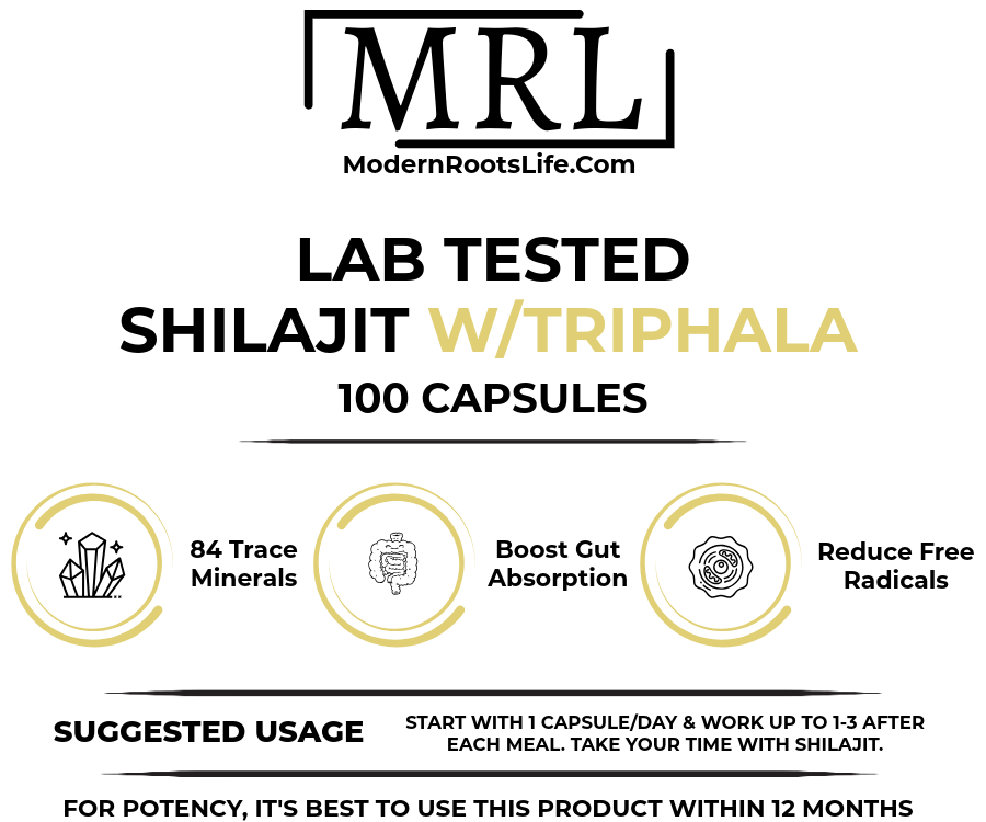 Shilajit w/Triphala in Powder OR Capsules - Humic/Fulvic Acid and Trace Minerals