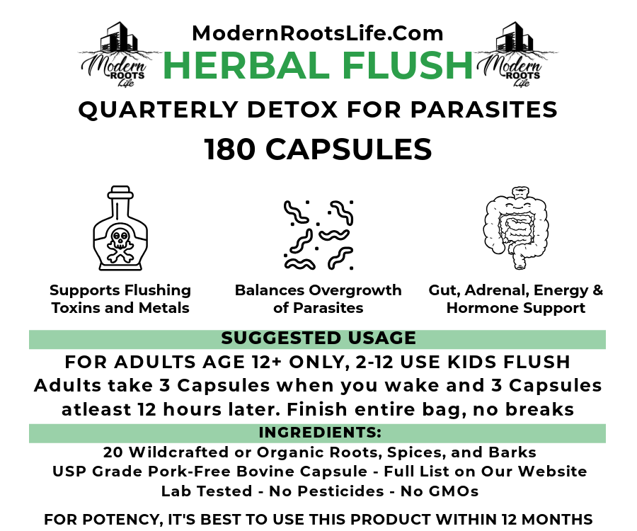 Herbal Flush For Adults - Quarterly Detox for Parasites, Metals, and Toxins